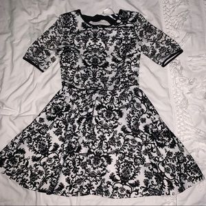 Black and White Short Sleeve Dress